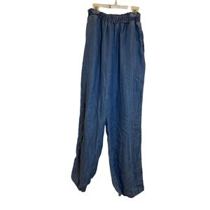 Velvet Heart Wide Leg‎ Tencel Pants Light Wash Elastic Waist Medium